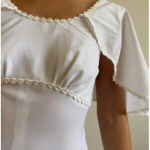 Vintage 60s Crepe Caplette Wedding Dress S/M